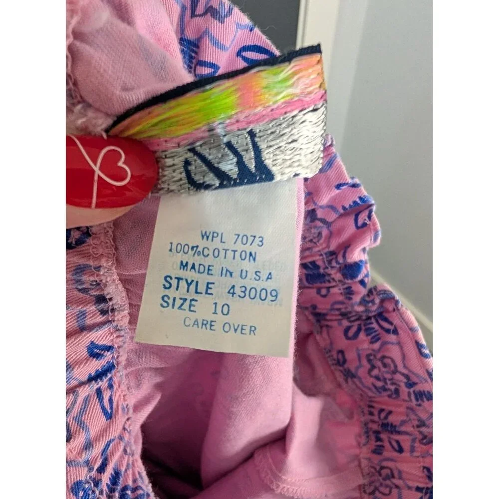Vintage 80's Silver Unicorn Kid's High Waist Pink & Blue Floral Pull On Pants 10